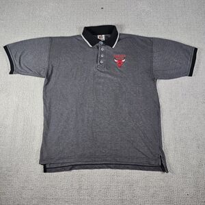 Chicago Bulls Midwest Embroidery short-sleeved polo‎ shirt Gray/Black Men's L